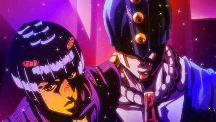HD desktop wallpaper featuring Bruno Buccellati and his Stand, Sticky Fingers, from Jojo's Bizarre Adventure. The vibrant, detailed artwork captures the essence of the anime series.