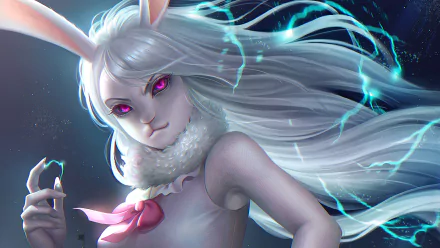 HD PC desktop wallpaper featuring Carrot from One Piece, showcasing her dynamic pose and glowing purple eyes in an anime-style artwork.