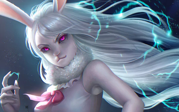 HD PC desktop wallpaper featuring Carrot from One Piece, showcasing her dynamic pose and glowing purple eyes in an anime-style artwork.