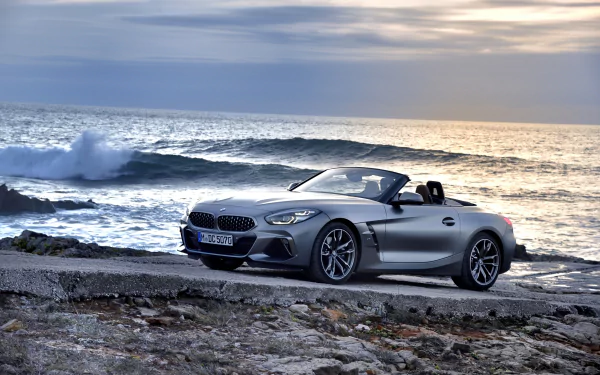  A Grey BMW Z4 Parked Near the Oceanside