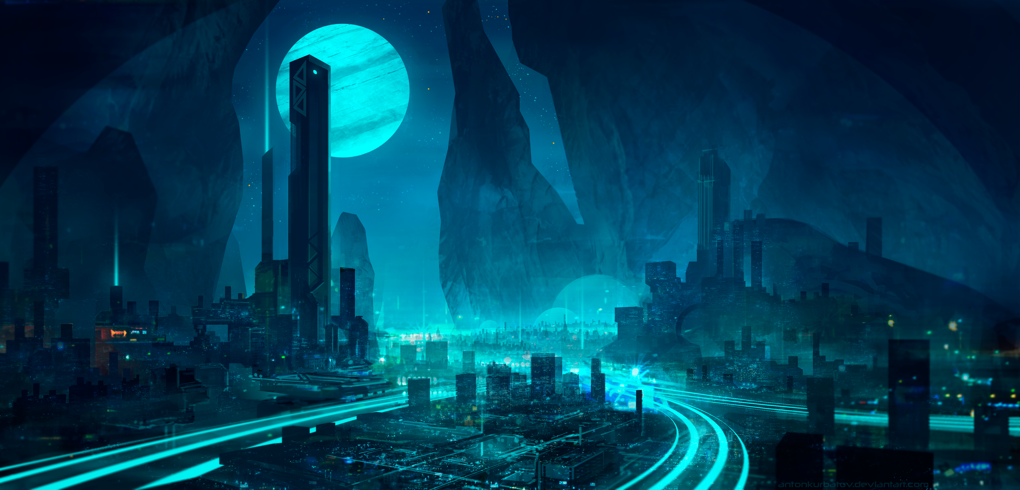 Sci Fi City HD Wallpaper by Anton Kurbatov
