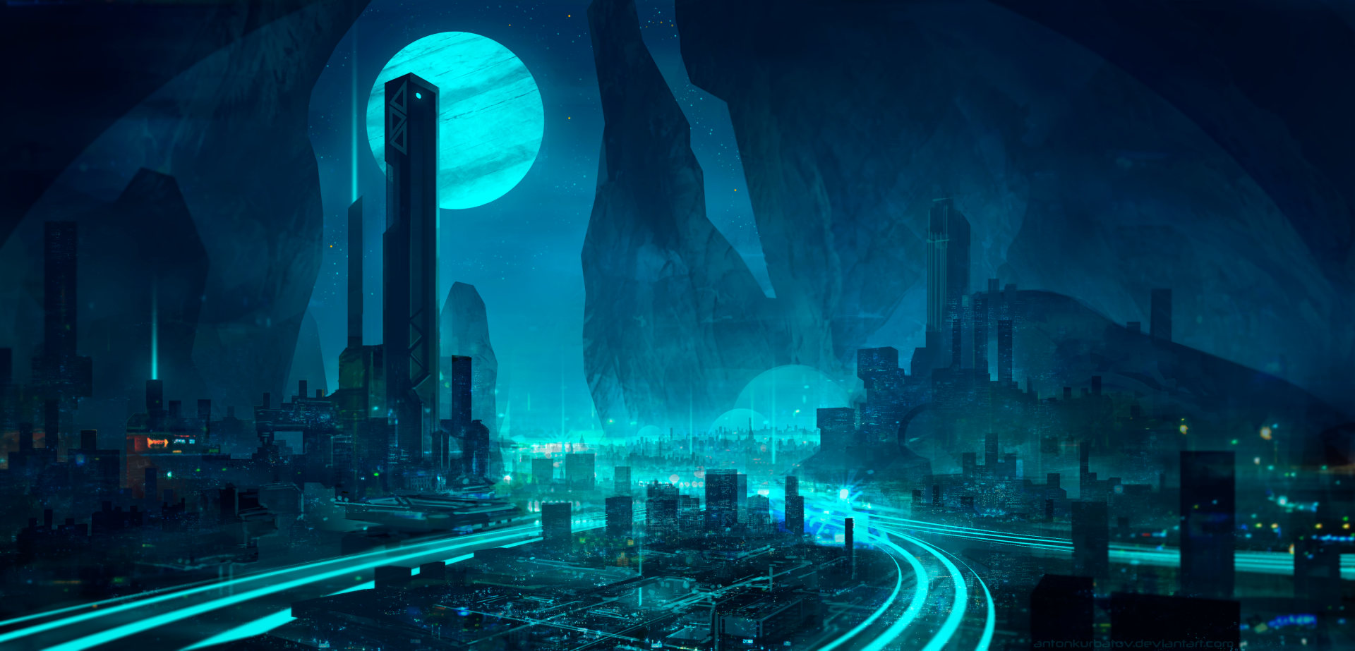 Sci Fi City HD Wallpaper | Background Image | 3532x1698