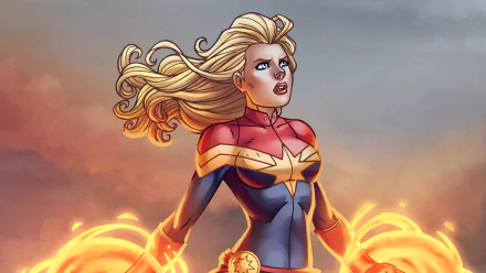 Carol Danvers blue eyes blonde Comic Captain Marvel HD Desktop Wallpaper | Background Image