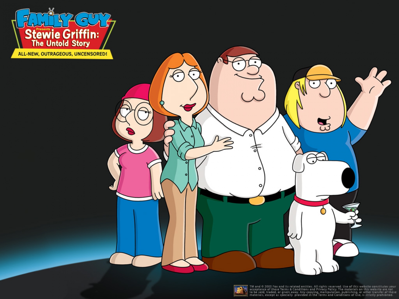 An animated family with Brian, Peter, Lois, Chris, Meg Griffin in a vibrant HD wallpaper.
