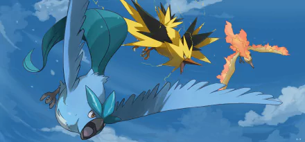Zapdos (Pokémon) Moltres (Pokémon) Articuno (Pokémon) Anime Pokemon HD Desktop Wallpaper | Background Image