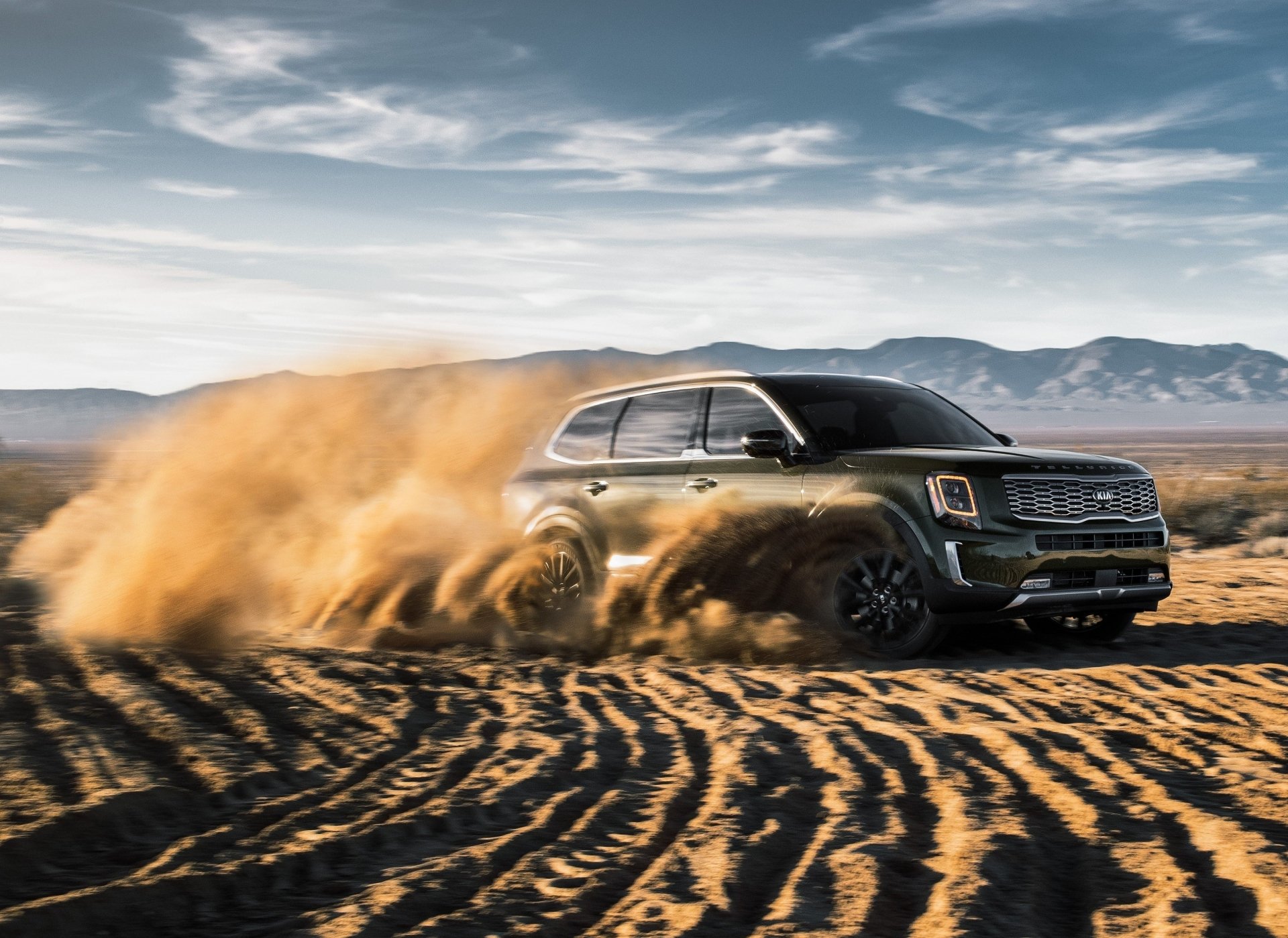 Download Sand SUV Car Kia Vehicle Kia Telluride HD Wallpaper