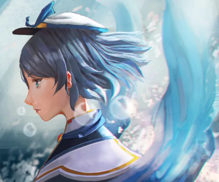 HD desktop wallpaper featuring You Watanabe from the anime Love Live! Sunshine!!. The character is illustrated with detailed, vivid colors, set against a dreamy, aquatic background.