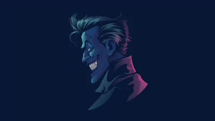 Minimalist 4K Ultra HD PC wallpaper featuring a stylized side profile of the Joker from DC Comics with dark tones and comic-inspired design.