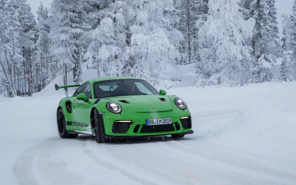 snow winter green car car Porsche Porsche 911 GT3 Porsche 911 vehicle Porsche 911 GT3 RS HD Desktop Wallpaper | Background Image