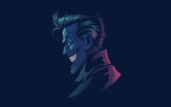 Minimalist 4K Ultra HD PC wallpaper featuring a stylized side profile of the Joker from DC Comics with dark tones and comic-inspired design.