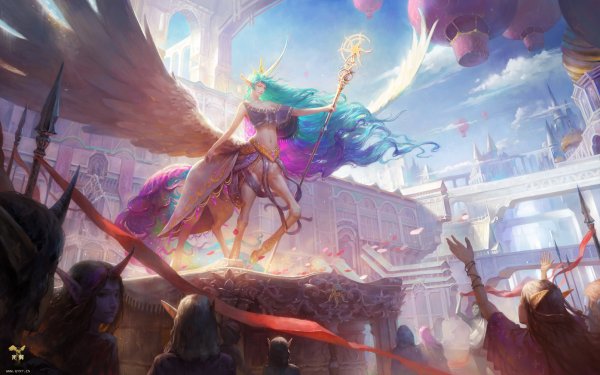 Fantasy Creature Elf Wings Staff HD Wallpaper | Background Image