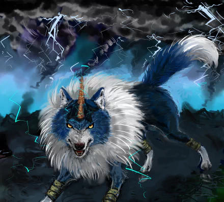 HD desktop wallpaper featuring Ranga from That Time I Got Reincarnated as a Slime. The anime character Ranga is shown amidst a stormy background with lightning.