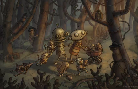 cat child robot video game Machinarium HD Desktop Wallpaper | Background Image