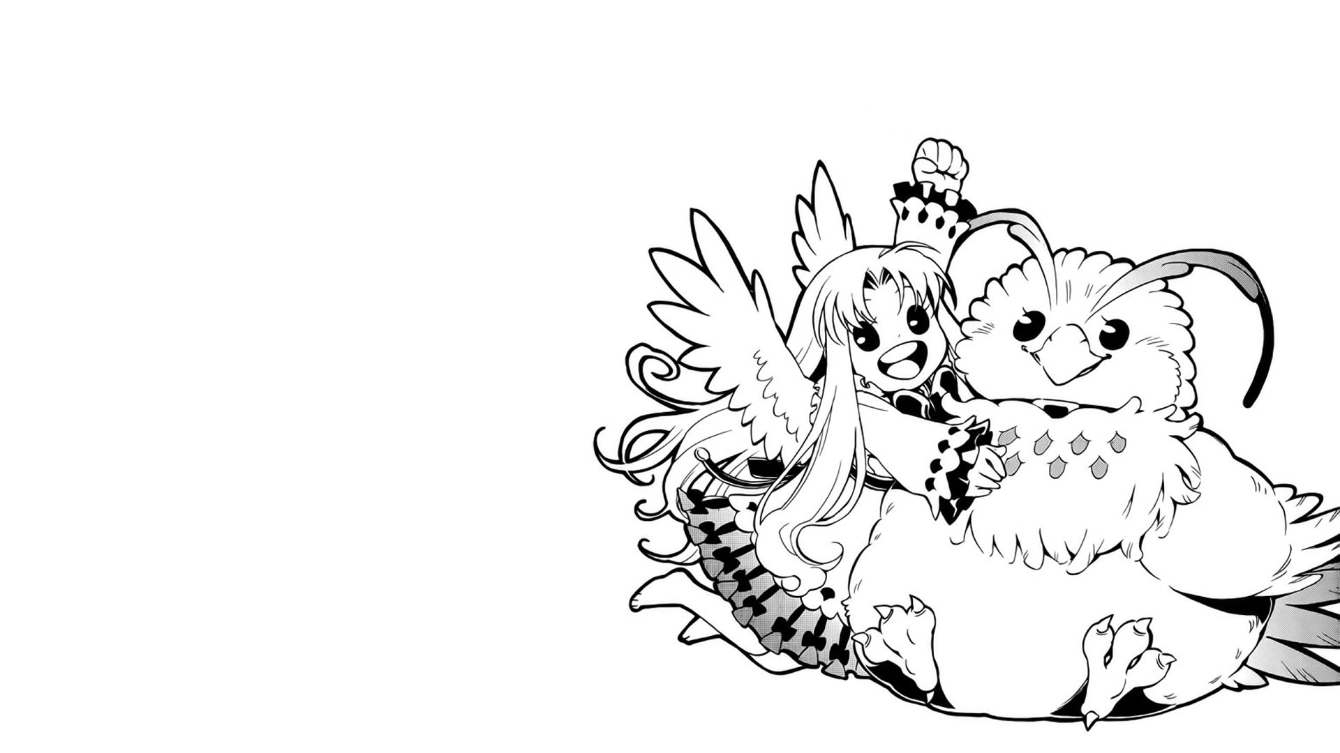 Black and white anime illustration of Filo from The Rising of The Shield Hero, featured in an HD PC desktop wallpaper and background.