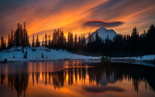 Earth Lake Lakes Nature Reflection Sunset Winter HD Wallpaper | Background Image