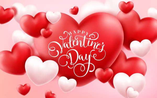 Happy Valentine's Day white red heart love holiday Valentine's Day HD Desktop Wallpaper | Background Image
