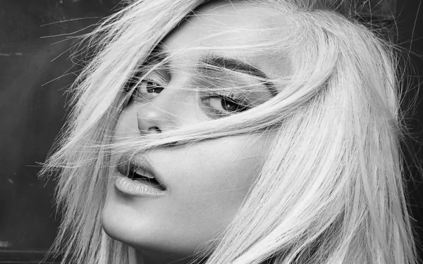 Black & White face American singer music Bebe Rexha HD Desktop Wallpaper | Background Image