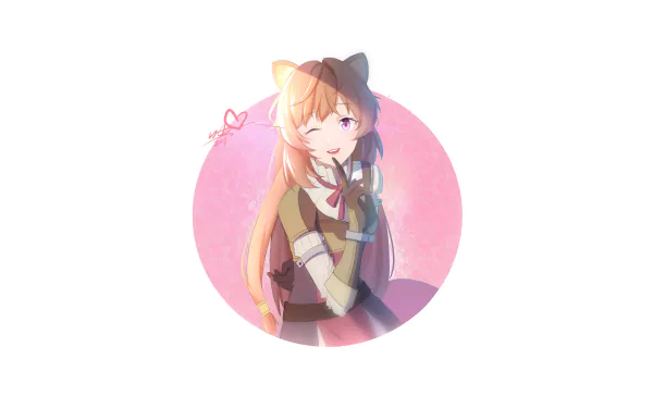 HD wallpaper featuring Raphtalia from The Rising of the Shield Hero anime, set against a pink circular background.