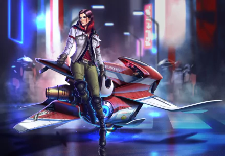 futuristic two-toned hair vehicle Sci Fi woman HD Desktop Wallpaper | Background Image