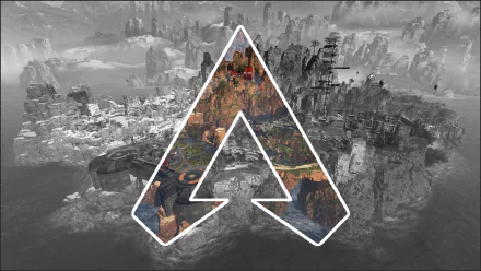 A captivating HD wallpaper featuring a vibrant landscape from Apex Legends, with the game's iconic logo prominently displayed against a dramatic background.