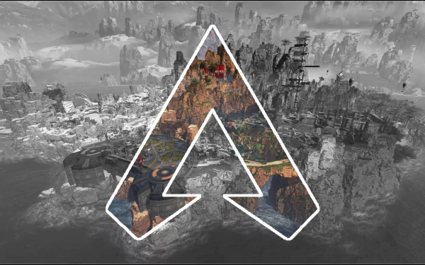 A captivating HD wallpaper featuring a vibrant landscape from Apex Legends, with the game's iconic logo prominently displayed against a dramatic background.