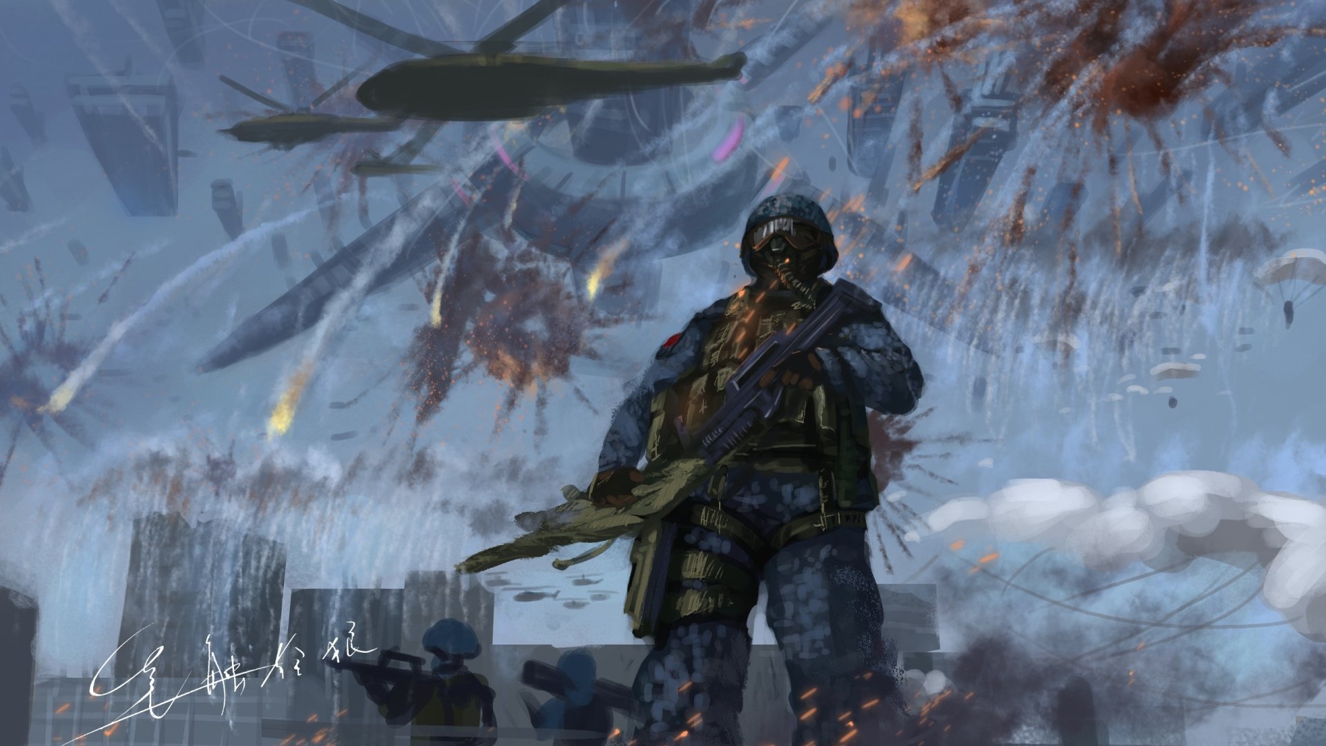 Download Sci Fi Warrior HD Wallpaper by 手绘狼群