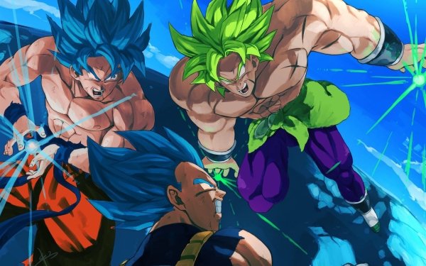 Anime Dragon Ball Super: Broly Goku Vegeta Super Saiyan Blue Broly Super Saiyan Green HD Wallpaper | Background Image