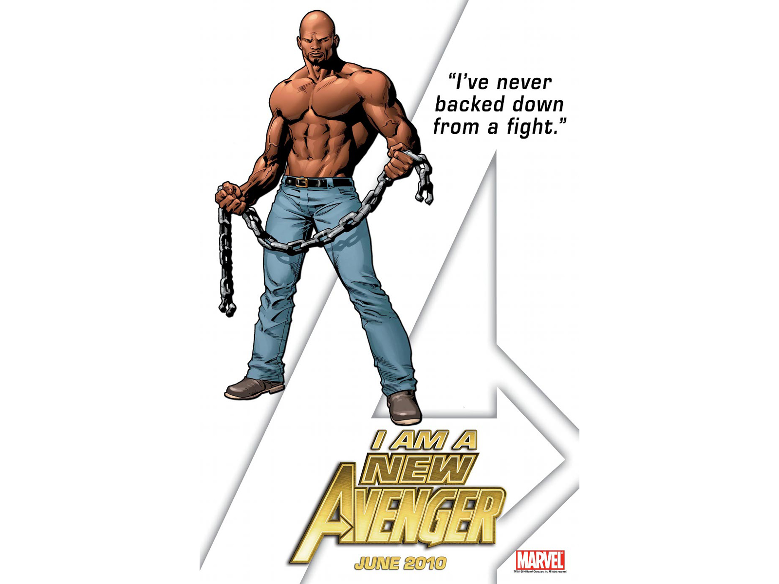 Luke Cage in a powerful pose, representing the character's strength and resilience.