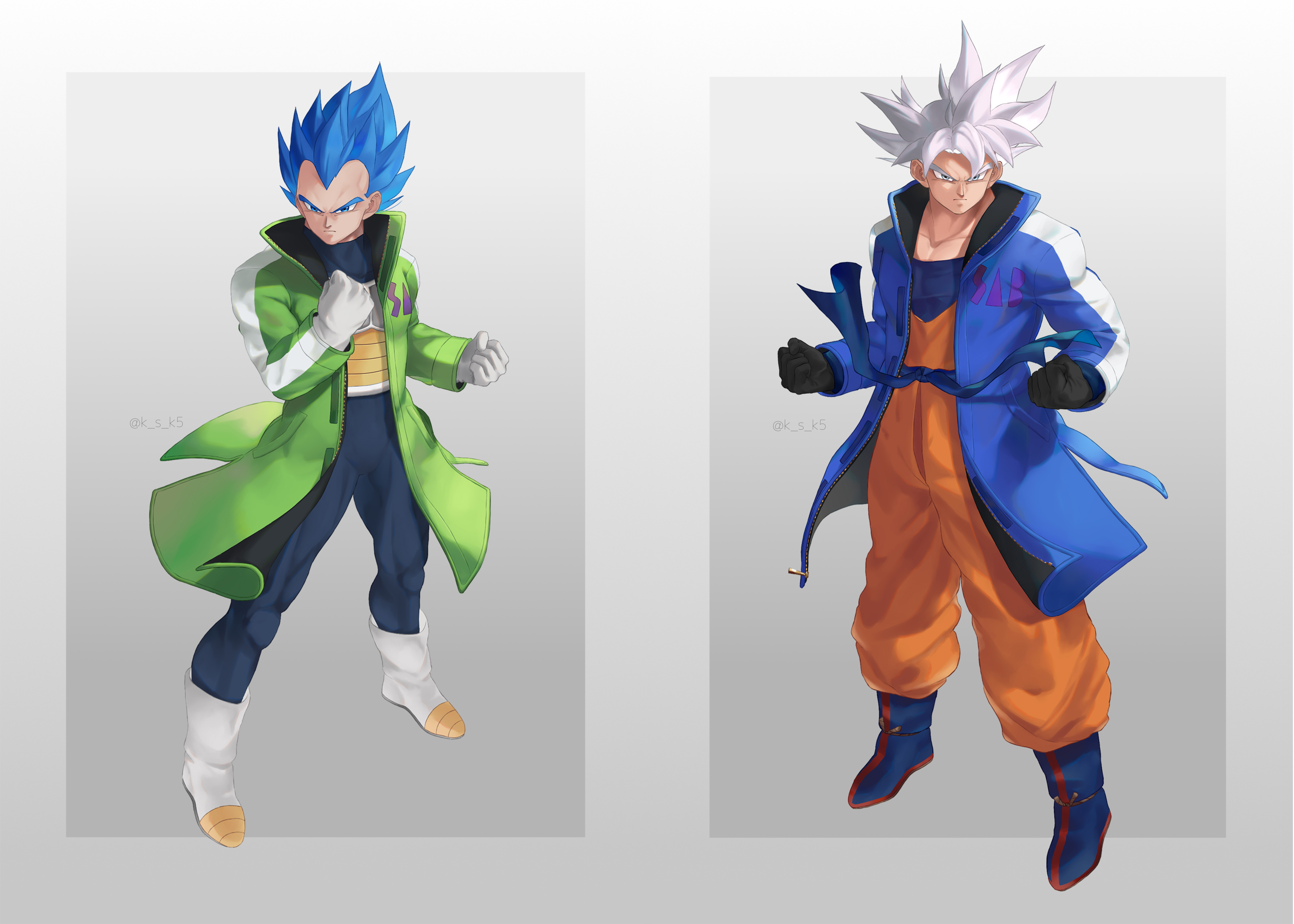 Goku and Vegeta SSJ Blue by ksuke