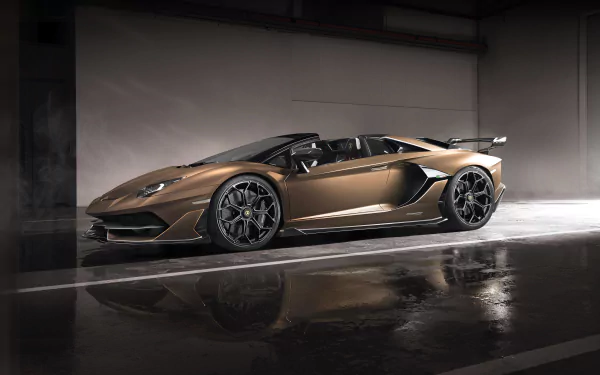 brown car supercar car Lamborghini Lamborghini Aventador vehicle Lamborghini Aventador SVJ HD Desktop Wallpaper | Background Image
