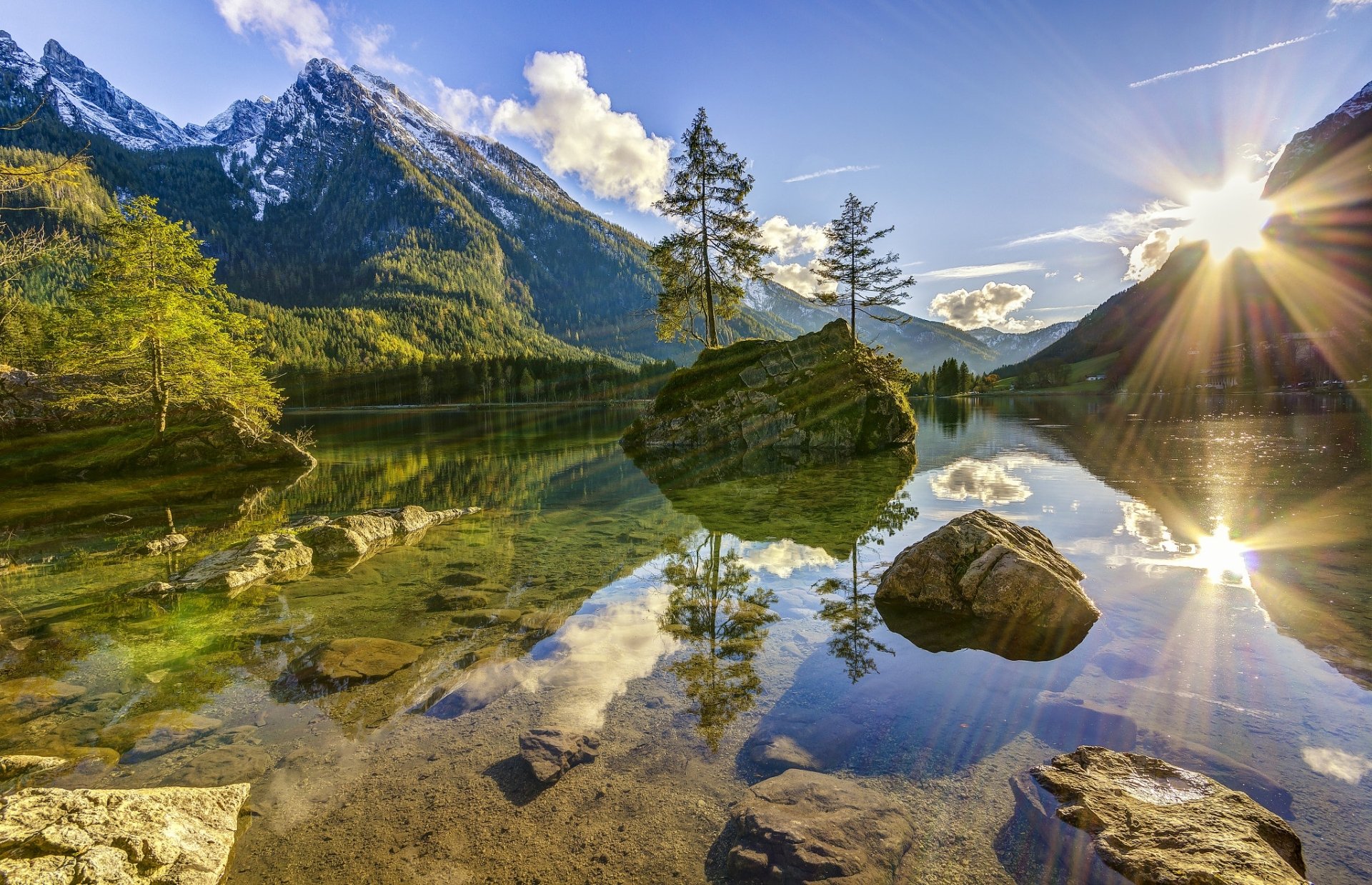 Sunlit Mountain Lake Reflection – Stunning HD Nature Wallpaper ...