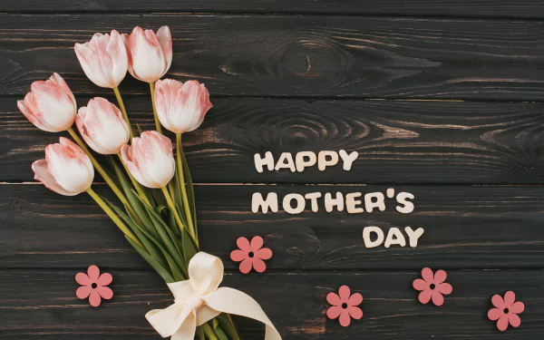 pink flower tulip flower Happy Mother's Day holiday Mother's Day HD Desktop Wallpaper | Background Image