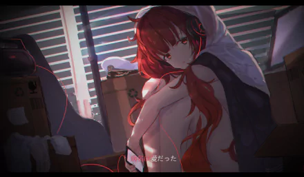 4K Ultra HD anime wallpaper featuring Honolulu from Azur Lane, with intense lighting and detailed shading in a moody indoor setting.