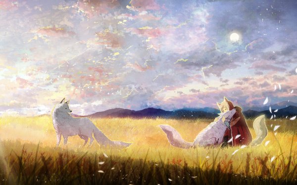 Anime Original Wolf Field Cloud HD Wallpaper | Background Image