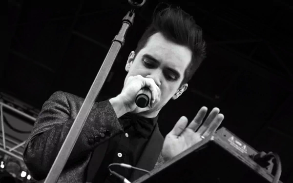 HD wallpaper of a Panic! at the Disco member performing live, great for a desktop background.
